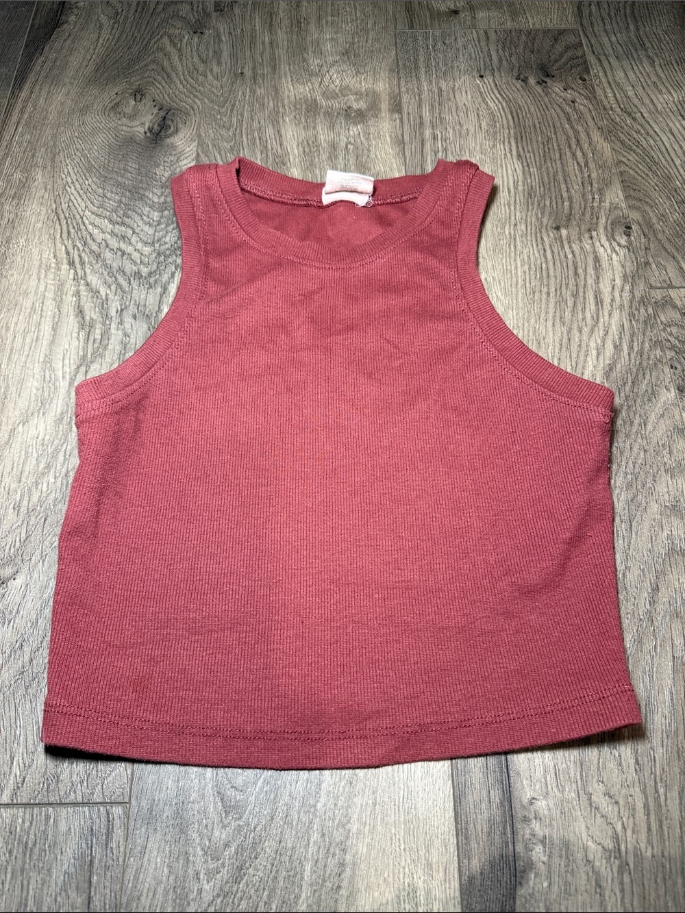 Aeropostale Ribbed Tank Crop Top - Dusty Rose